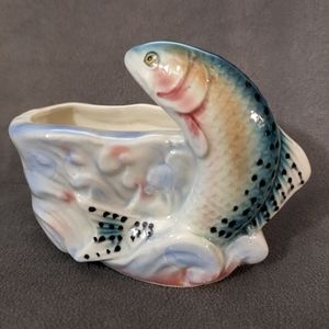Vintage Hand Decorated Shafford Fish Figurine Planter made in Japan